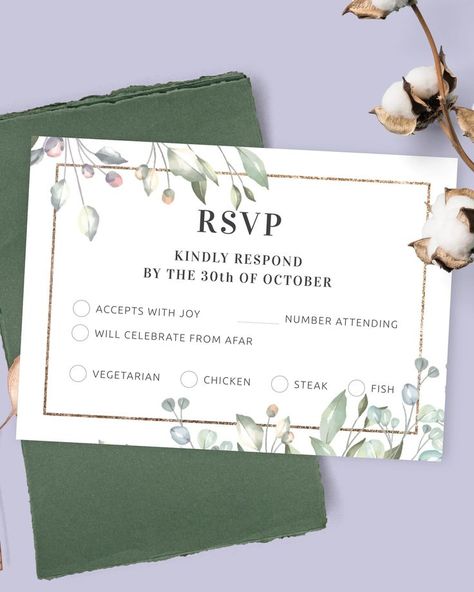 Floral Elegant Wedding RSVP Card with a stylish background and elegant decorations. Enjoy the professionally-designed collection of the stylish postcards templates. Each design is 100% customizable and can be personalized online in a few minutes. #wedding #cards #template #rsvp Wedding Cards Template, Weekly Appointment Planner, Stylish Background, Elegant Decorations, Appointment Planner, Card Templates Printable, Wedding Rsvp Cards, Budget Planner Printable, Wedding Rsvp Card