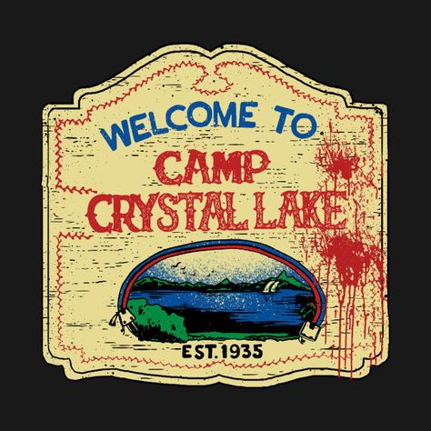 Friday The 13th Poster, Summer Camp Art, Lake Tattoo, Camp Crystal Lake, Horror Collection, Lake Signs, Crystal Lake, Handmade Sticker, Ink Drawing Illustration