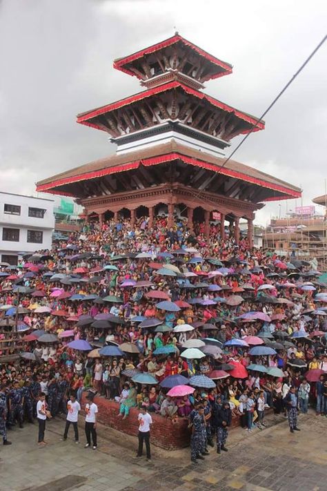 Crowd for watching Indra jatra festival at Thulo mandir, Basantapur. #Kathmandu #Nepal Indra Jatra, Kathmandu Nepal, Nepal, Dolores Park, Umbrella, Street View, Festival, Travel, Quick Saves