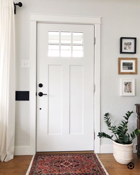 White Front Door Interior, Studio Mcgee Entry Door, Front Door Molding Interior, Front Door Trim Interior Entryway, Front Door Interior Trim, Mcgee Front Door, Trim Around Front Door, Front Door Trim Exterior, Front Door Trim Ideas Interior