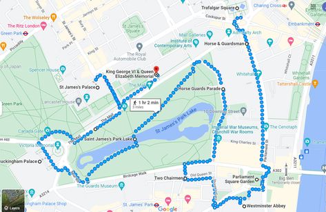 25 things to see near Buckingham Palace in less than an hour! - free London Walking Tour with a MAP-London by An Oxford Map, London Walking Tours, Walking Map, Scotland Trip, Horse Guards Parade, Travel London, St James' Park, London Map, London Christmas