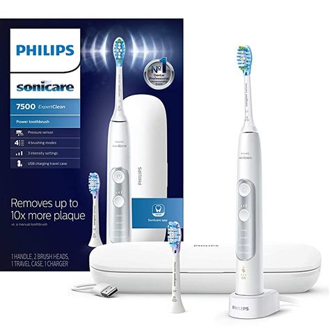 Amazon.com: Philips Sonicare HX9690/06 ExpertClean 7500 Bluetooth Rechargeable Electric Power Toothbrush, White : Beauty & Personal Care Philips Sonicare Toothbrush, Electronic Toothbrush, Sonicare Toothbrush, Power Toothbrush, Plaque Removal, Sonic Electric Toothbrush, Philips Sonicare, Sonic Toothbrush, Gum Care