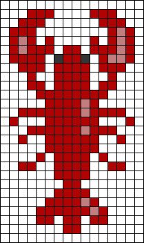 Lobster Alpha Pattern, Lobster Pixel Art, Lobster Knitting Pattern, Mini Alpha Pattern, Alpha Grid Pattern, Grid Pattern Design, Cajun Seafood, Louisiana Cajun, Cross Stitch Quotes