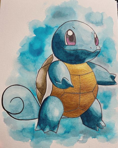 Watercolor Art Pokemon, Pokemon Watercolor, Mustang Art, Character Tattoos, Watercolour Drawings, Pokemon Painting, Pokemon Dragon, Basic Watercolor, Pokemon Sketch