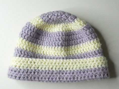 Crochet Striped Beanie | Free Pattern & Video Tutorial Striped Crochet Beanie Free Pattern, Crochet Striped Beanie, Stripped Beanie, Crochet Beanie Hat Free Pattern, Small Beanie, Change Colors In Crochet, Bucket Hat Pattern, Striped Beanie, Easy Crochet Hat