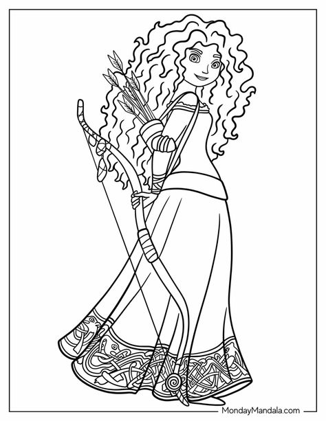 20 Merida Coloring Pages (Free PDF Printables) Brave Coloring Pages, Merida Coloring Pages, Disney Merida, Merida Disney, Anna Und Elsa, Princess Merida, Merida Brave, Pixar Films, Royal Castles