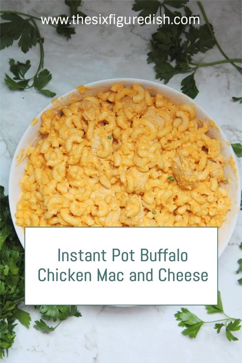 This easy instant pot buffalo chicken Mac and cheese recipe is ready in just 25 minutes. Making dinner on busy week nights can be hard but it doesn't have to be when you have an instant pot. This buffalo chicken Mac and cheese is creamy, cheesy and loaded with delicious buffalo sauce. #instantpot #recipe #macandcheese Instant Pot Chicken Mac And Cheese, Buffalo Mac And Cheese Recipe Instant Pot, Buffalo Mac And Cheese Instant Pot, Instant Pot Buffalo Chicken Mac N Cheese, Box Mac And Cheese In Instapot, Buffalo Chicken Mac And Cheese With Popcorn Chicken, Instant Pot Boxed Mac N Cheese, Buffalo Mac And Cheese, Easy Buffalo Chicken