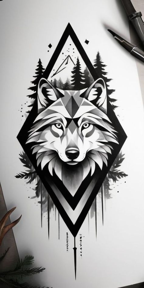 Geometrical Tattoo Design, Geometrical Tattoo, Geometric Wolf Tattoo, Wrist Tattoo Ideas, Geometric Wolf, Geometric Tattoo Design, Wolf Tattoo Design, Getting A Tattoo, Minimalist Tattoos