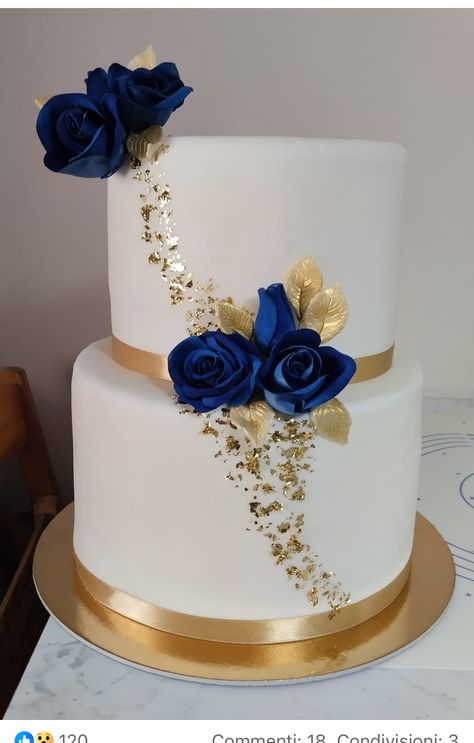 Wedding Cakes Blue And Gold, Gold And Navy Wedding Cake, Gold And Blue Wedding Cake, Navy Blue And Gold Cake For Men, Navy Blue And Gold Wedding Cake, Navy And Gold Wedding Cake, Wedding Cake Blue And Gold, Blue White And Gold Cake, Blue Theme Wedding Cake