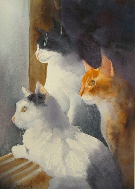 Ally Benbrook Studying Art, 3 Cats, Cat Art Illustration, Selling Paintings, Cat Artwork, Animals Art, Watercolor Cat, Hans Christian, Art Et Illustration