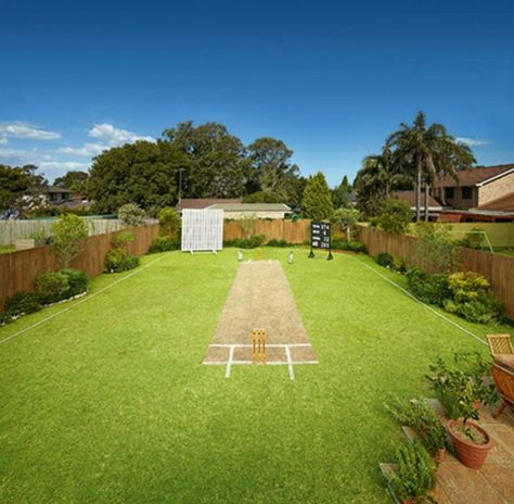 View out onto the back garden... Backyard Cricket Pitch, Cricket Pitch, About Cricket, Big Backyard, The Outfield, Amazing Pics, Virat Kohli, Back Garden, Landscape Architecture