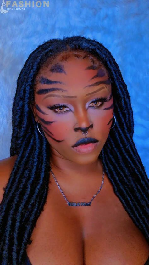 Stripe Makeup, Tiger Halloween Costume, Tiger Makeup, Tiger Halloween, Horror Makeup, Curl Hair, Black Tigers, Makeup Styles, Leopard Spots