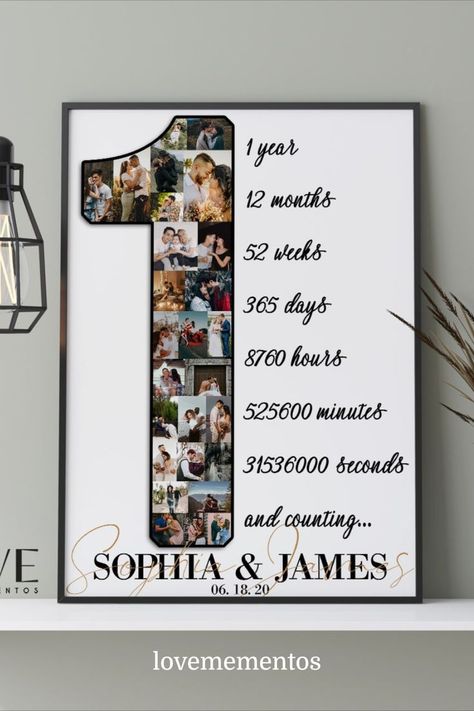 first anniversary gift husband boyfriend Anniversary Gifts For Him Boyfriends, 1st Anniversary Gifts For Him, Anniversary Photo Collage, 1 Year Anniversary Gift, Cute Anniversary Gifts, Marriage Anniversary Gifts, 1st Wedding Anniversary Gift, Diy Anniversary Gift, One Year Anniversary Gifts