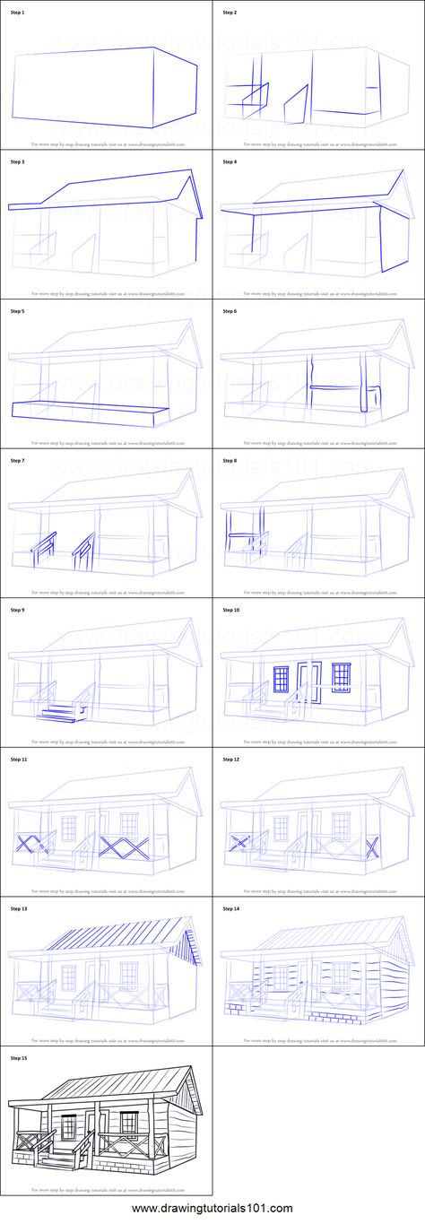 House Sketch Tutorial, Step By Step House Drawing, Step By Step Architecture Drawing, How To Draw A Log Cabin Step By Step, Draw House Step By Step, How To Draw A Cabin Step By Step, Step By Step Drawing Buildings, Architecture Drawing Easy Simple, Arhitecture Draw Beginner House