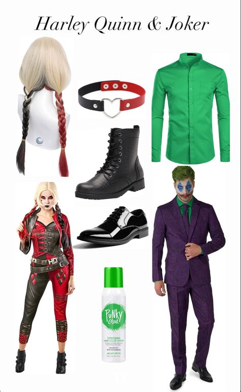 Couples Halloween Costume Harley Quinn And Joker, Joker Suicidé Squad Costume, Harley Quinn Couple Costume, Joker And Harley Quinn Costume Couple Halloween, Harley And Joker Costume, Joker And Harley Quinn Halloween Costume, Harley Quinn And Joker Costume Couple, Joker And Harley Quinn Costume, Halloween Costume Ideas Couple