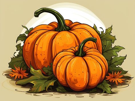 Photo beautiful illustration of vibrant ... | Premium Photo #Freepik #photo Pumpkin Image, Pumpkin Drawing Ideas, Sugar Skull Pumpkin, Pumpkin Fairy House, Ideas For Autumn, Cute Pumpkins, Pumpkin Drawing, Pumpkin Images, Pumpkin Illustration