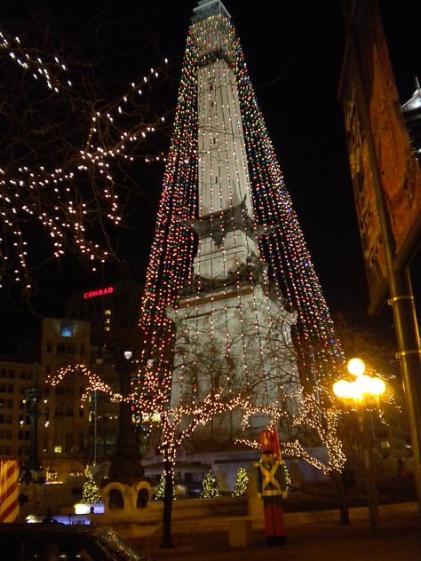 Christmas in downtown Indianapolis, Indiana. Christmas Downtown, Indiana Christmas, America Trip, Downtown Indianapolis, Longing Quotes, Mormon Temple, Indianapolis Indiana, All Things Christmas, Christmas Trees