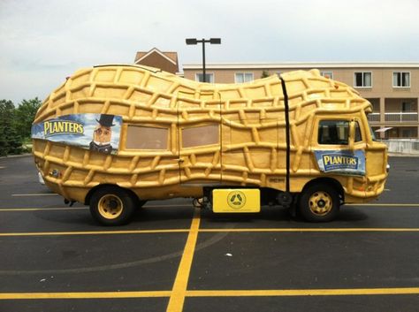 Planters Peanut Truck! Mr. Peanut, Planters Peanuts, Strange Cars, Suffolk Va, Ad Car, Weird Cars, Advertising Signs, Car Humor, Mellow Yellow