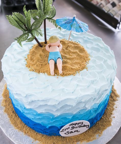 21+ Awesome Image of Beach Birthday Cakes - davemelillo.com Seaside Birthday Cake, Beach Birthday Cake, Beach Theme Birthday, Penguin Cake, Bike Cakes, Beach Themed Cakes, Minion Birthday Cake, Nursing Cake, Mums Birthday