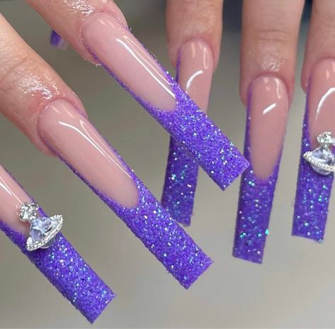 Dope Nail Designs Purple, Purple Nail Inspiration, Purple Spring Nails, Nail Designs Bling, Dark Purple Nails, Purple Glitter Nails, 2025 Trends, Tapered Square Nails, Purple Acrylic Nails