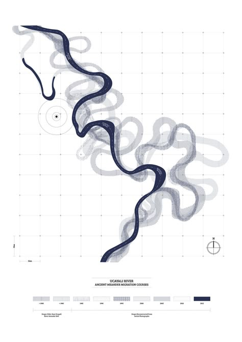 Ancient Meander Migration Courses along Ucayali River || by Tzu-Ting Alice Huang River Graphic Design, River Diagram, River Graphic, Line Graphic Design, River Architecture, River Drawing, Site Analysis Architecture, River Design, Architectural Review