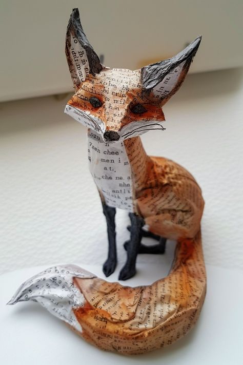 My Images Paper Mache Art Sculpture, Paper Mache Projects, Paper Mache Animals, Paper Mache Sculpture, Paper Mache Art, Paper Mache Crafts, Cardboard Art, Fox Art, Paper Clay