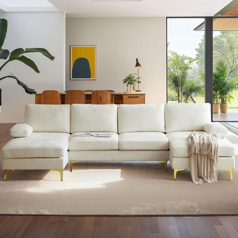 110" Large U-Shape Sectional Sofa Couch with 51" D Double Chaise for Living Room, click on link to purchase #promotion Modern Couch Sectional, Modern Couches Living Room, Living Room Upgrades, U Shaped Couch, Couch For Living Room, Living Room Furniture Styles, U Shaped Sectional Sofa, Large Couch, Living Room Size