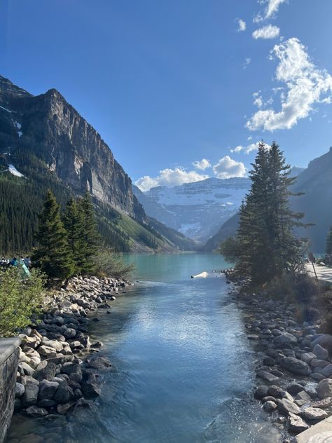 Banff National Park Aesthetic, Emma Astethic, Banff Aesthetic Summer, Summer Mountain Vacation, Banff Aesthetic, Banff Summer, Canadian Summer, Vacation Mountains, Lake Louise Banff