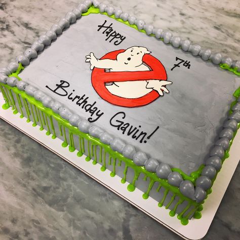 ghostbusters half sheet cake Ghostbusters Birthday Cake, Second Birthday Pictures, Ghostbusters Cake, Ghostbuster Party, Ghost Busters Birthday Party, Ghostbusters Birthday, Ghostbusters Birthday Party, Drake's Birthday, Half Sheet Cake