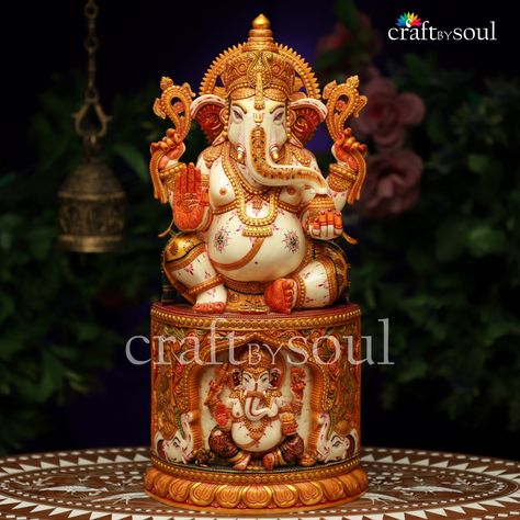 Ganesha Statue,46 cm Ganesh Idol,Cultured Marble Ganesha figurine,Sitting Ganpati, Ganpathi for Mandir,Diwali God Of Good Luck,Ganes Murthi Diwali Gods, Temple Decor, Ganesh Idol, Ganesha Statue, Shri Ganesh, Ganesha Pictures, Cultured Marble, Lord Ganesha, Holiday Christmas Gifts