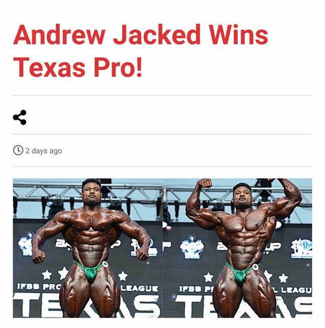 Andrew Jacked Wins Texas Pro! 👉 Read more here👇 👉 https://www.ironmagazine.com/2023/andrew-jacked-wins-texas-pro/ #Andrewjacked #texaspro #ifbbpro #bodybuilding #mrolympia #ironmagblog #fitnessblog #fitnessnews #ironmagazine Andrew Jacked, Mr Olympia, Ifbb Pro, Fitness Blog, Fitness Motivation Quotes, Motivation Quotes, Read More, Bodybuilding, Fitness Motivation