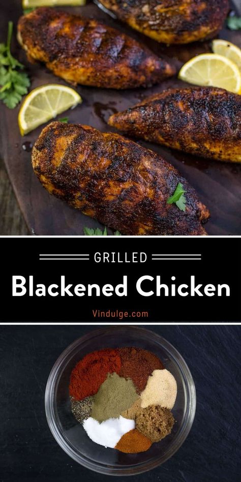 Grilled and Blackened Chicken Breasts is a great recipe that adds bold flavor to chicken. With herbal and earthy flavors, this easy recipe will make your mouth water. Includes link to homemade Blackened Seasoning. Perfect for an easy, healthy weeknight meal. Grilled Blackened Chicken, Blackstone Chicken Breast, Blacking Seasoning For Chicken, Blackened Chicken Seasoning Recipes, Blackened Chicken Grilled, Blackened Chicken Seasoning, Whole Chicken On Charcoal Grill, Charcoal Grilled Chicken, Greek Chicken Breast