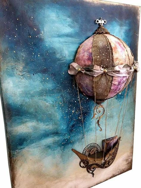 Steampunk Kunst, Hot Air Balloon Craft, Art Projects For Adults, Motif Art Deco, Projects For Adults, Daylight Savings, Daylight Savings Time, Steampunk Art, Balloon Art