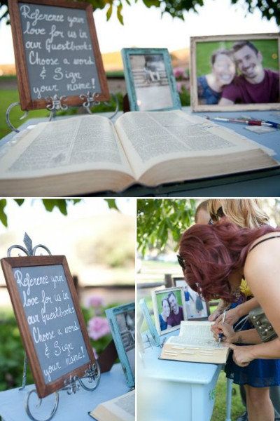 dictionary wedding guest book unique Bible Wedding, Wedding Guest Etiquette, Just Married Banner, Tables Wedding, Rustic Summer Wedding, Wedding Bible, Sentimental Wedding, Wedding Guest Book Unique, Wedding Card Holder