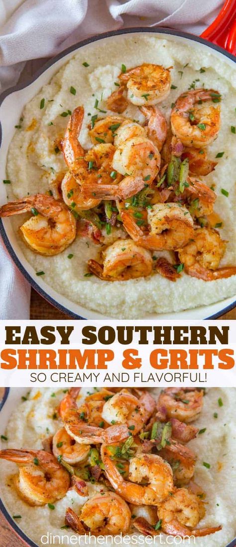 Grits And Shrimp Recipes Easy, Shrimp With Grits, Shrimp And Grits With Corn, Shrimp And Grits With Bacon, Creamy Shrimp And Grits Recipe Southern, Shrimp And Grits Breakfast, Breakfast With Shrimp, Shrimp And Grits No Bacon, Shrimp Grits Recipe Easy