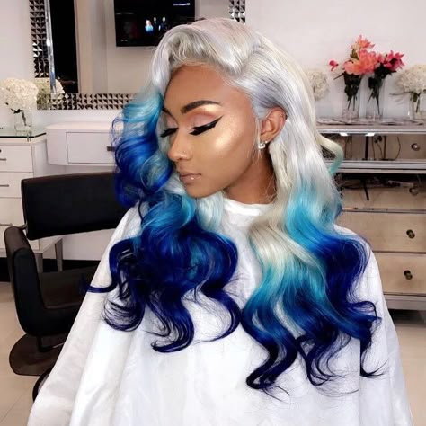 SHELISEBB Hair Colorful, Bold Hair Color, Long Hair Color, Human Virgin Hair, Ombre Hair Color, Full Lace Wig, Wigs For Black Women, Black Girls Hairstyles, Brazilian Hair