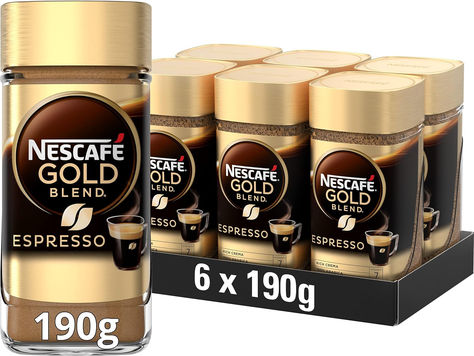 Nescafé Gold Blend Espresso | Instant Coffee | 190g | 6 Pack | 633 Cups Nescafe Gold Blend, Instant Coffee, 6 Packs, Coffee Lovers, 6 Pack, Coffee Lover, Espresso, Drinks, Coffee