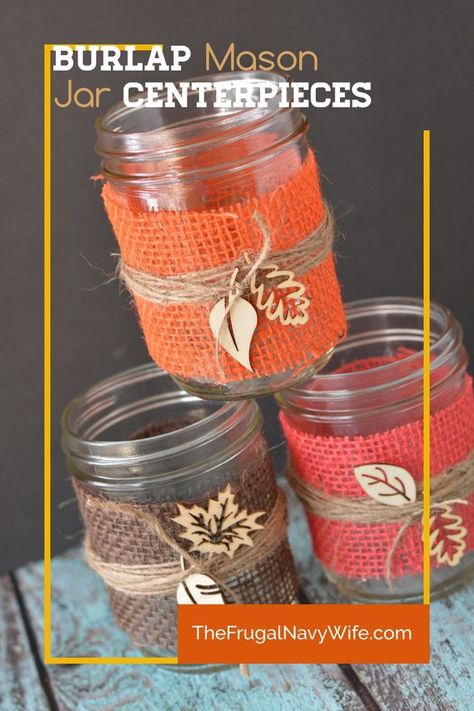 Jul 22, 2020 - I love making my own DIY fall decorations. These burlap mason jar centerpieces are the newest addition to my decor and they double great as wedding decor! Burlap Wedding Centerpieces, Fall Mason Jar Crafts, Diy Fall Decorations, Burlap Mason Jars, Fall Mason Jars, Fall Decor Diy Crafts, Casa Halloween, Jar Centerpieces, Burlap Decor