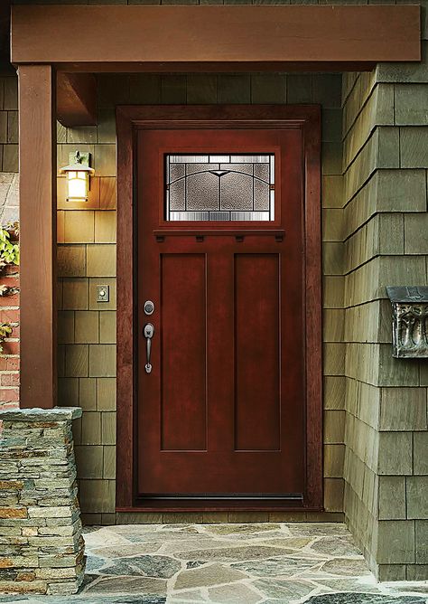 Get the look and feel of natural wood for your front door, without the maintenance wood doors require. JELD-WEN Architectural Series entry doors are made with high-performance and energy-efficient fiberglass. Available at The Home Depot in select locations. Open Kitchens, Split Foyer, Ranch Homes, House Remodeling, Wood Front Doors, Modern Craftsman, Kitchen Renovations, Front Door Entrance, Fiberglass Door