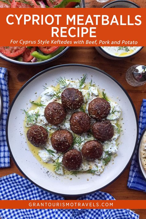 Cypriot Recipes, Cucumber Dip, Cypriot Food, Greek Meatballs, Beef And Pork, Minced Beef, Large Fries, Best Meatballs, Grated Potato