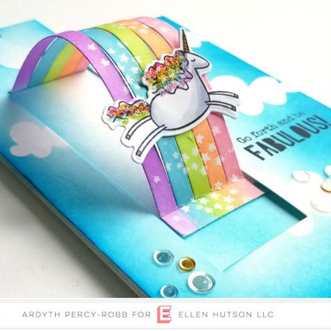 Unicorn Birthday Cards, Unicorn Card, Slider Cards, Rainbow Card, Interactive Cards, Birthday Cards Diy, Fun Fold Cards, Pop Up Cards, Diy For Girls