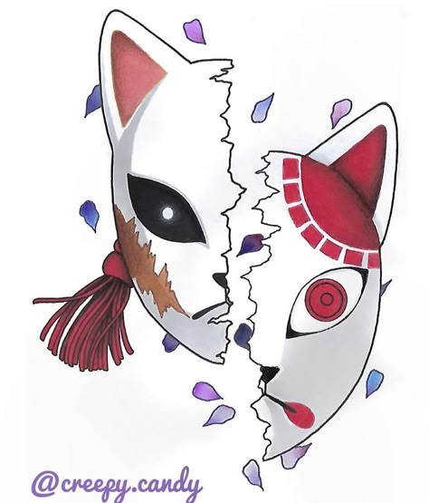 Tattoo Japonais, Anime Tattoo Ideas, Slayer Tattoo, Japanese Fox, Kitsune Mask, Mask Drawing, Anime Tattoo, Japanese Tattoo Art, Dessin Adorable