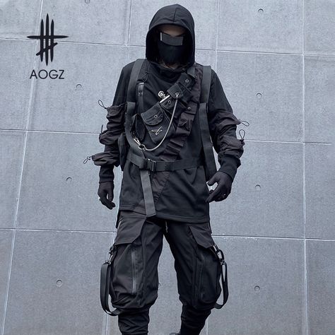 AOGZ Punk Tactical Functional Hoodies Sweatshirts Men Techwear Streetwear Casual Loose Hooded Men Techwear, Tactical Hoodie, Techwear Hoodie, Techwear Aesthetic, Techwear Streetwear, Sweatshirts Men, Sweatshirt Jean Jacket, Women Cargo Pants, Tactical Clothing