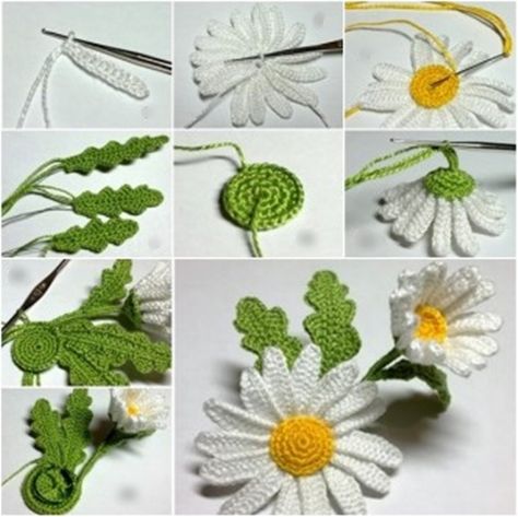 Daisy is so beautiful ! Make one for yourself as above. use it as hair clip, brooch,curtain tie,even necklace...everywhere you want .and also a gift ? Materials you will need: Yarn Crochet hooks Need and thread Scissors Pin If you like this, share it & follow along on Facebook and Pinterest for more updates on the next Wonderful DIY! Deco Violet, Diy Hair Accessories Tutorial, Hair Accessories Tutorial, Beau Crochet, Crochet Flowers Free Pattern, Crochet Daisy, Crochet Simple, Crochet Buttons, Crochet Flower Tutorial