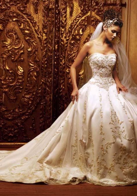 Eve Of Milady Wedding Dresses, Glam Wedding Dress, Victorian Wedding Dress, Eve Of Milady, Gold Wedding Dress, Amazing Wedding Dress, Victorian Wedding, Princess Wedding Dress, Wedding Gowns Vintage