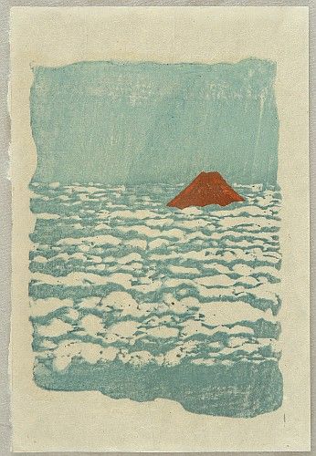 Koshiro Onchi 1891-1955 - Mt. Fuji over Clouds - artelino Art Auctions. Mont Fuji, Japanese Print, Mt Fuji, Art Walk, Sumi E, Japan Art, Retro Illustration, Japanese Prints, Paintings & Prints