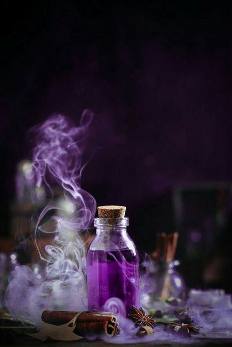 Purple Cauldron Aesthetic, Potion Bottle Photography, Purple Potion Aesthetic, Yzma Aesthetic, Potion Wallpaper, Purple Magic Aesthetic, Witch Potion, Witchy Wallpaper, Magical Life