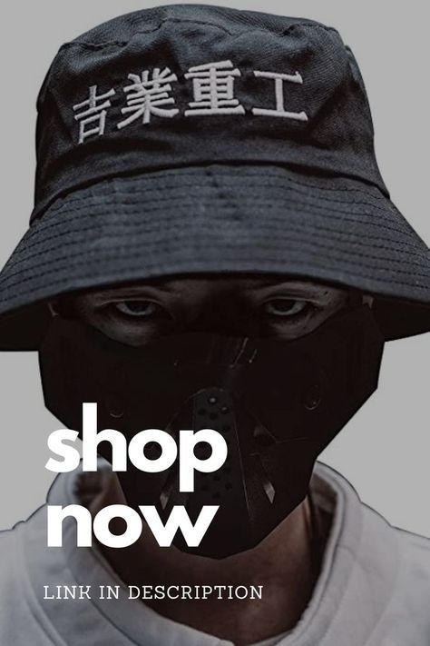 CYBERPUNK Japanese Streetwear Men's Techwear Bucket Hat with String Black Hat With Strings, Japanese Streetwear Mens, Mens Techwear, Bucket Hat With String, Mens Bucket Hats, Japanese Kanji, Hat Embroidery, Streetwear Mens, Japanese Streetwear