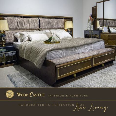 Turkish Designer Bed Set Imported from Turkey, this bed set has a motif that matches the personality of any individual. The bed set is made with quality materials and gold embellishments. The color choices of this bed set are perfect for any bedroom. -------------- Wood Castle Call or WhatsApp: +92 305 4444 514 | 042 3577 3154 Location: Google Maps: https://bit.ly/3GVH91u #interior #interiordesign #livingroom #interiordecor #homefurnishings Wood Castle, Turkish Bedroom, Modern Bed Set, Designer Bed, Luxury Bedroom Furniture, Wooden Bed Design, Turkish Design, Designer Bedding Sets, Bedroom Bed Design