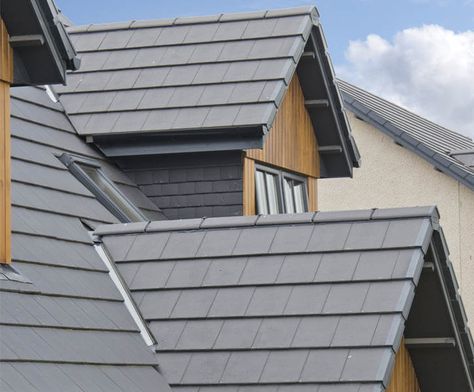 Ridge Tiles, Slate Roof Tiles, Concrete Roof Tiles, Roof Ideas, Interlocking Tile, Housing Development, Concrete Roof, Modern Tiles, Slate Roof